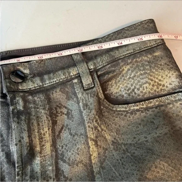 J Brand Leenah High Rise Metallic Silver‎ Python Jeans Size 32 - Picture 8 of 14